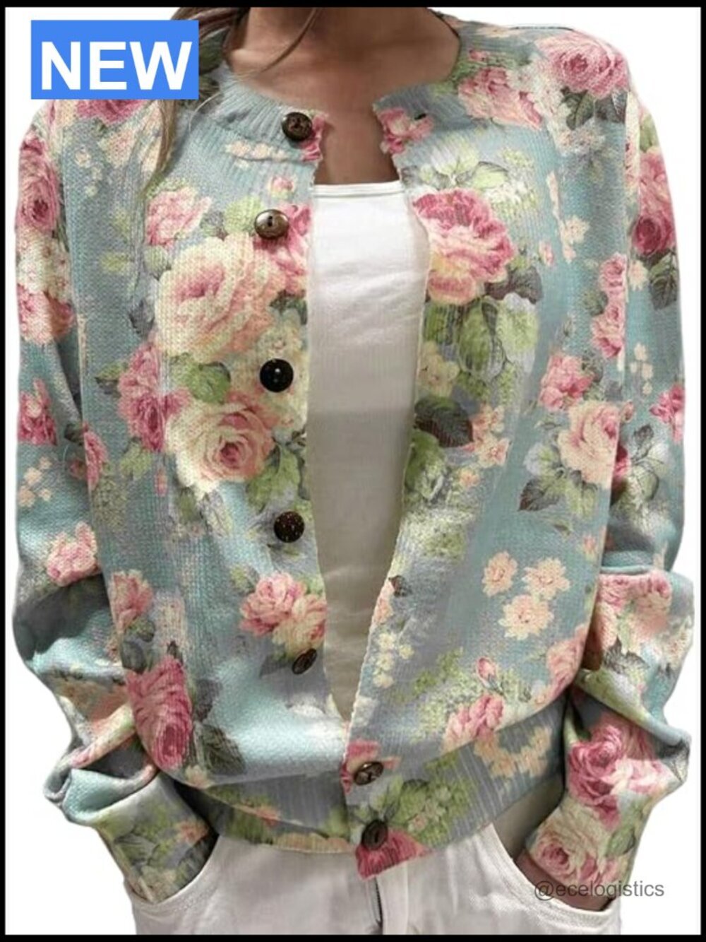 Women's Floral Print Button Down Cardigan Lightweight Soft